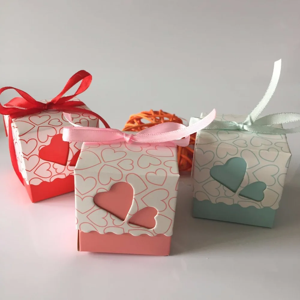 10 шт./лот DIY красивая коробка для конфет с лентой на свадьбу, день рождения, подарочные коробки, милые коробки с сердечками, товары для праздников