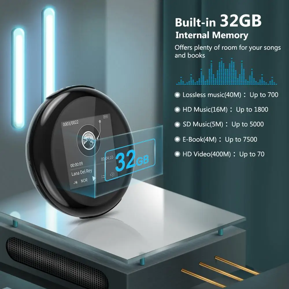 

new Top SALE fashion mp3 32GB Wireless Bluetooth MP3 Player LCD Screen Support Support FM,Recording,E-Book,Clock,Pedometer