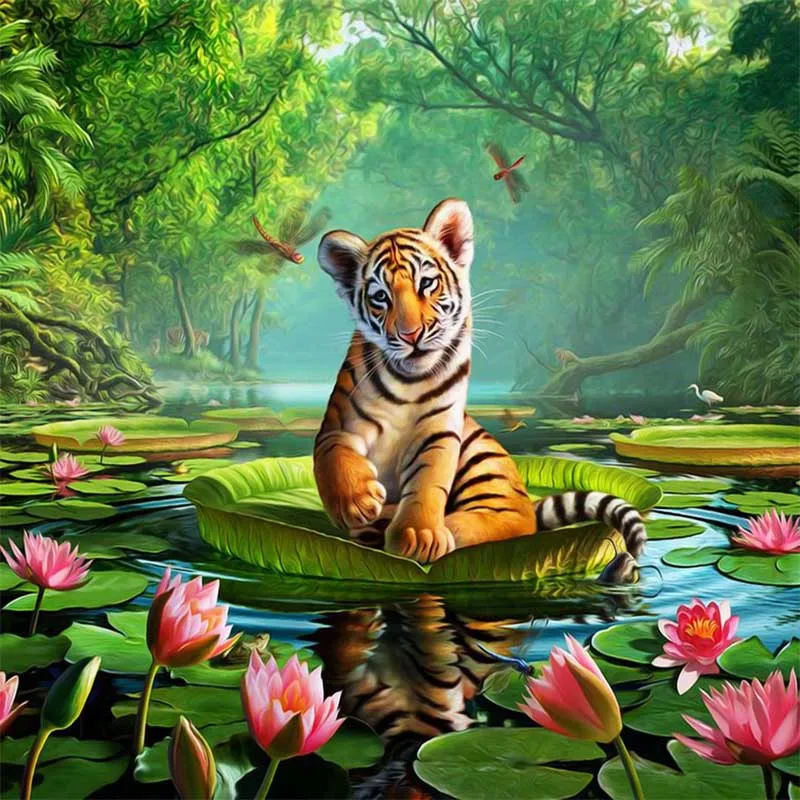 

3D diy diamond Painting Cross Stitch FULL Diamond Embroidery tiger Picture resin drill Diamond Mosaic pattern Puzzle kids gift