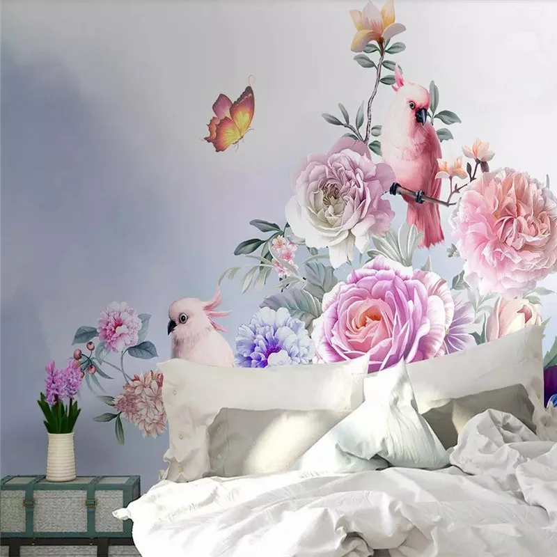 Modern minimalist court white peony decorative painting wall custom high-end mural factory wholesale wallpaper mural photo wall Modern minimalist court white peony decorative painting wall custom high-end mural factory wholesale wallpaper mural photo wall