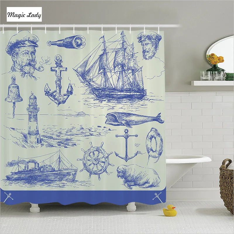 Rideau De Douche Salle De Bains Accessoires A La Marine Nautique