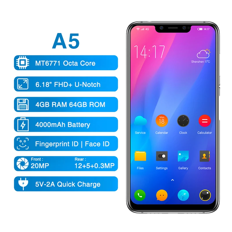 Elephone A5 4G смартфон на Android 8 1 6 18 дюймов FHD + Notch экран мобильный телефон MT6771