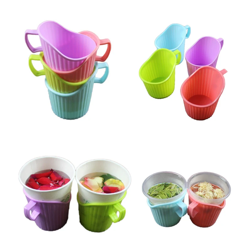 

High Quality Random Color Plastic Thermal Insulation Cup Holder Drinking Accessories Cup Stand Disposable Paper Cup 1PC Hot Sale