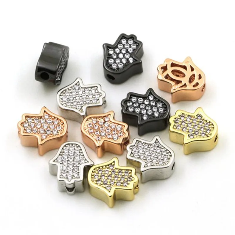 

micro pave Palm hand beads link clear CZ micro paved ,CZ/Micro pave bead Cubic Zircon CZ space connector bracelets