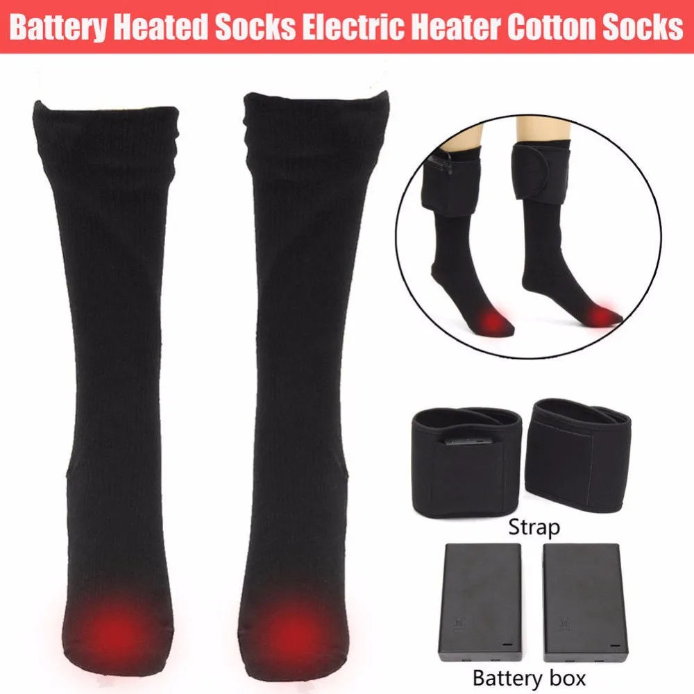 3V Thermal Cotton Heated Socks Men Women Thermal Heating Battery Operated Winter Sport Socks Foot Warmer Electric Socks Warming