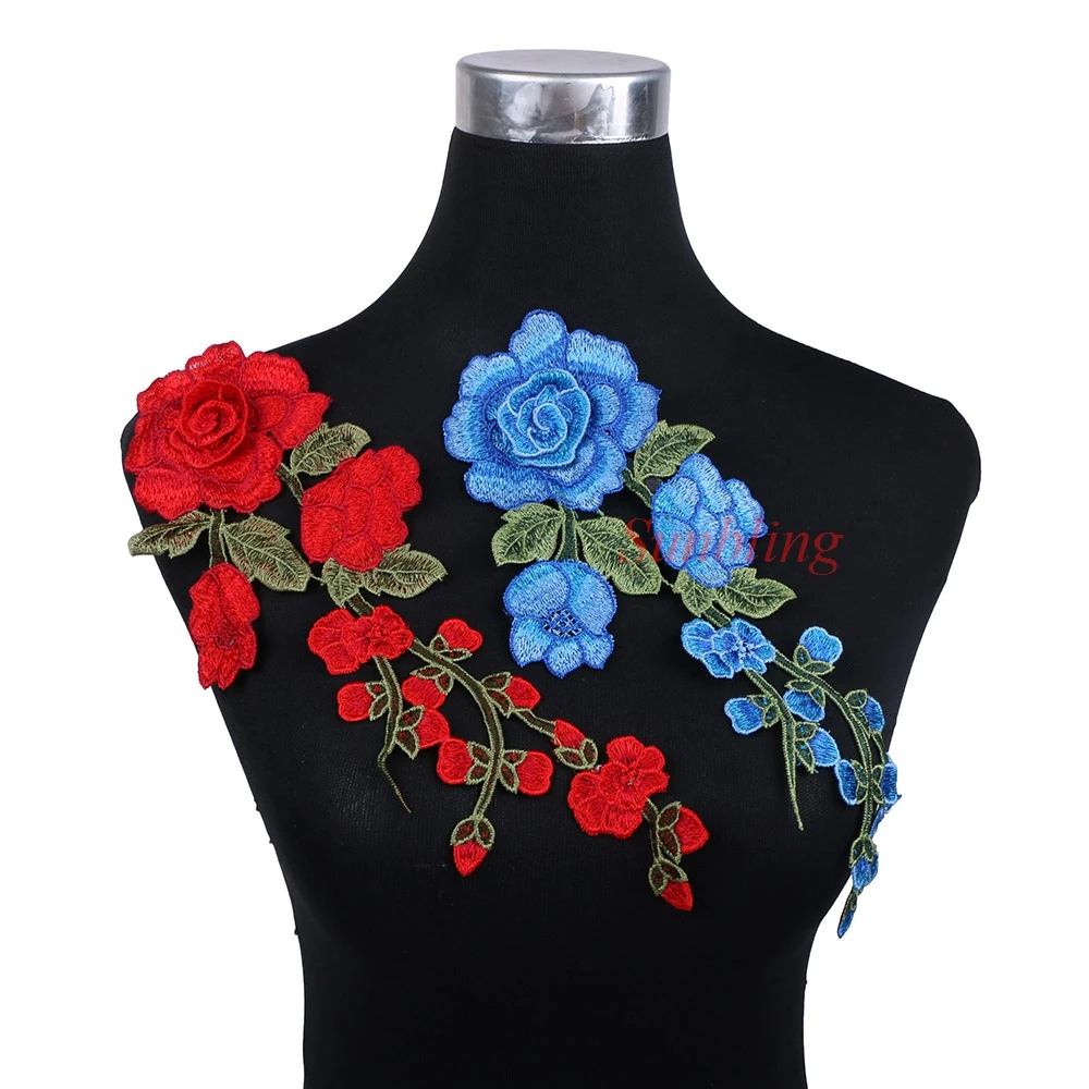Sunbling 3D Цветочная кружевная нашивка пришивная аппликация нашивки в виде цветков розы для свадебного платья одежда аппликация вышивка сделай сам ручная работа