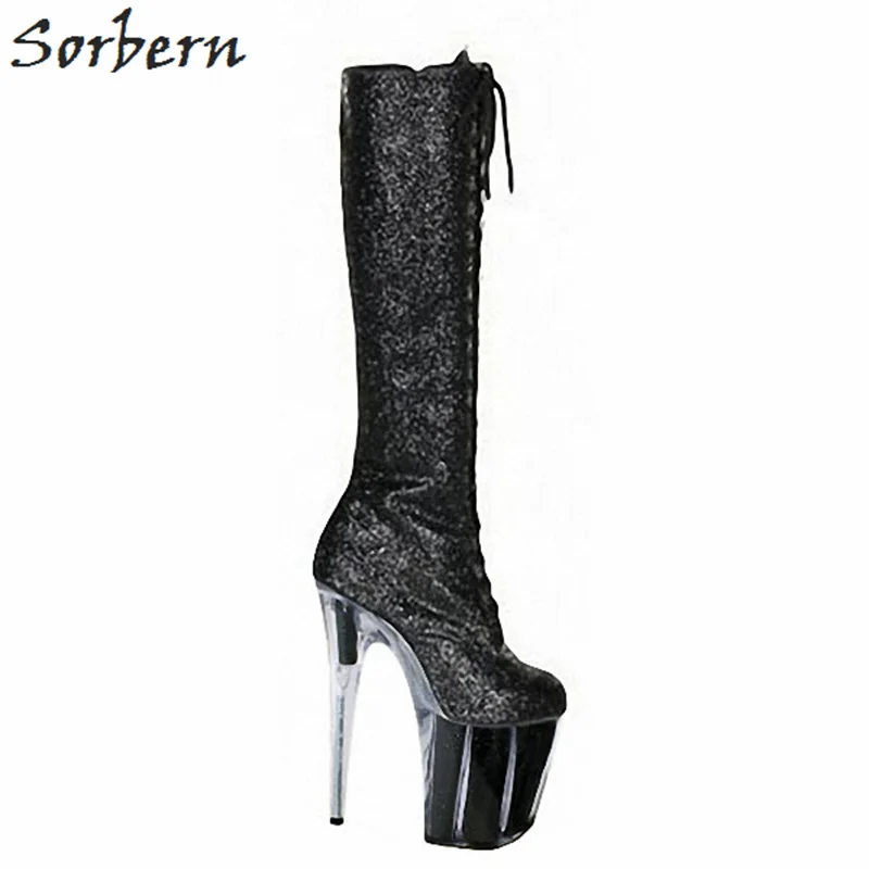 black sparkle heel boots
