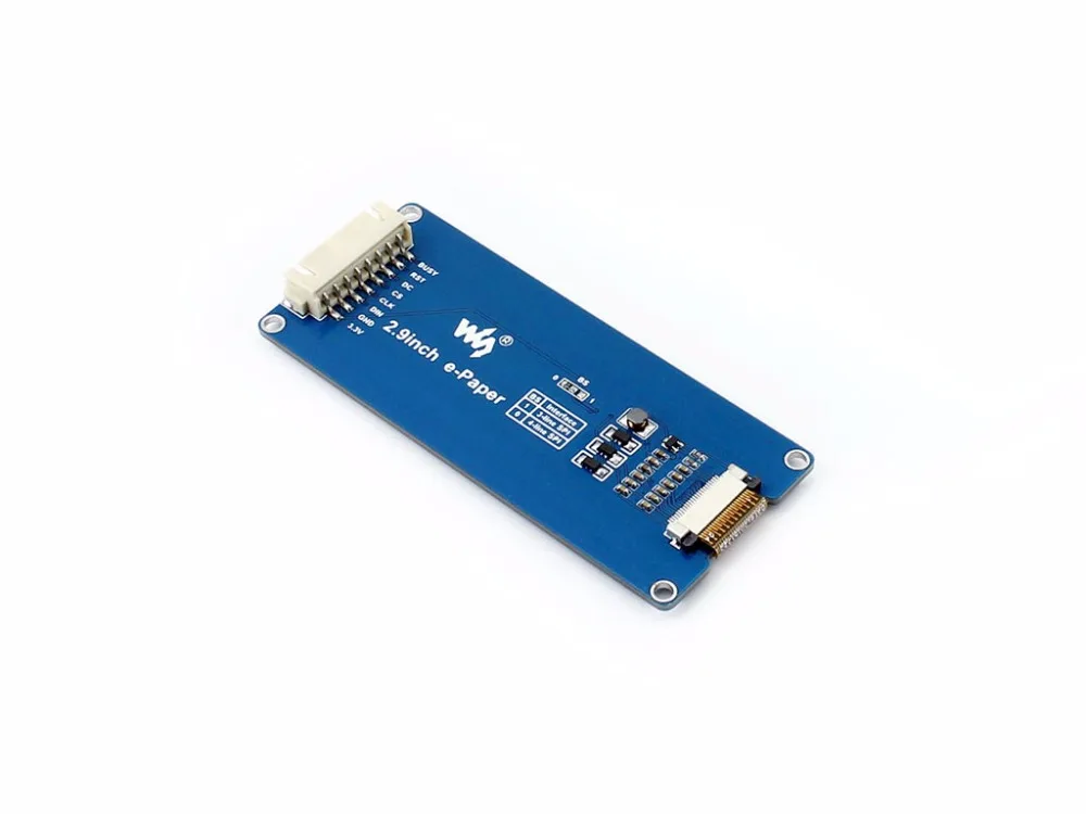 296x128, 2.9inch E-Ink display module, SPI interfac Without PCB Communicate via SPI interface Supports various controller boards