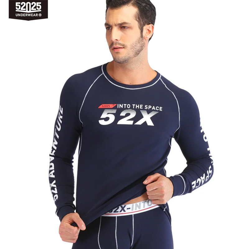 

52025 Thickened Men Thermal Underwear Mens Sportswear Thick Warm Fleece-lined Cotton Thermal Underwear Winter Long Johns
