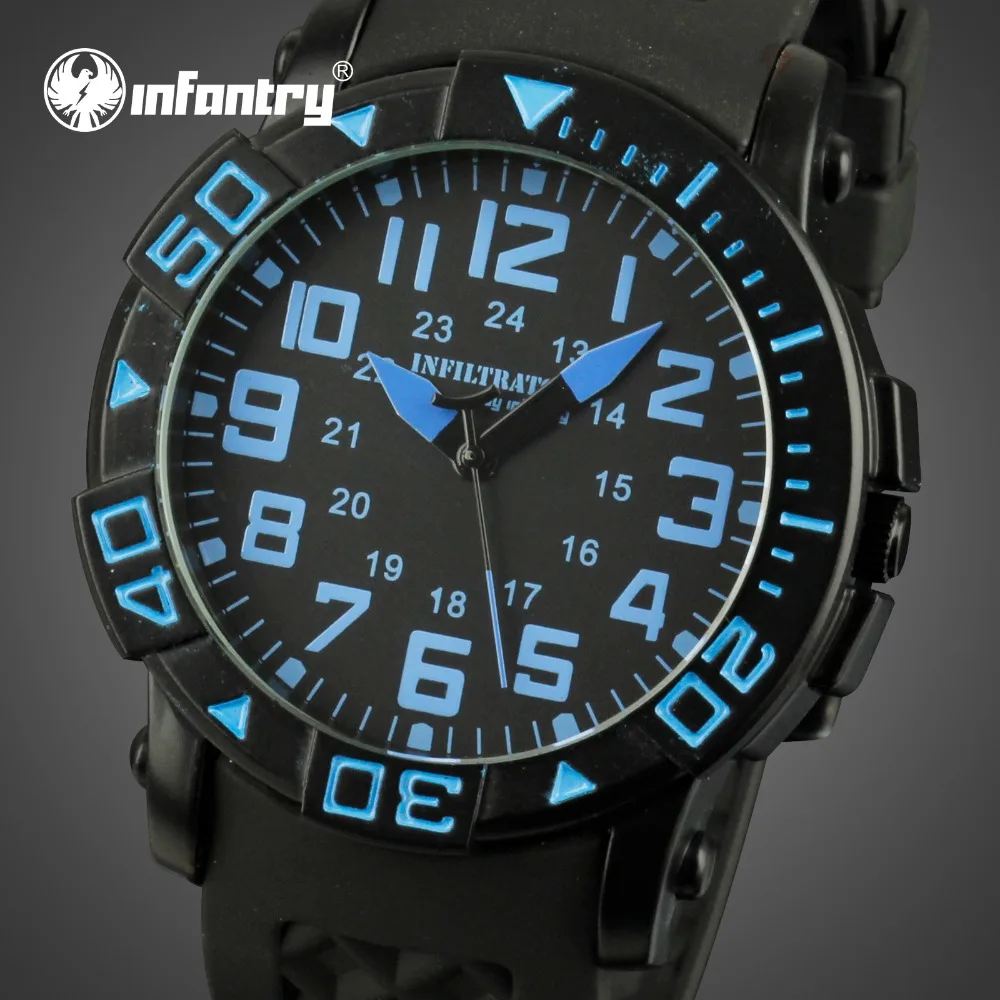 

INFANTRY Mens Watches Top Brand Luxury Military Watch Men Army Aviator Black Silicone Sport Watches for Men Relogio Masculino