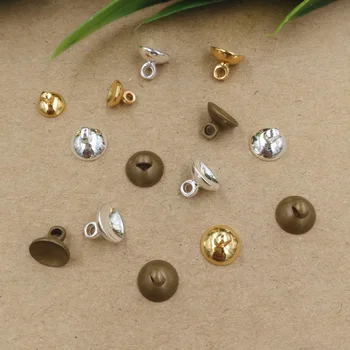 

100 PCS 6mm 8mm 10mm Metal Copper Bead Cap 5 Colors Plated Pendant Connector Bail Cup Cap End Beads DIY Jewelry Components