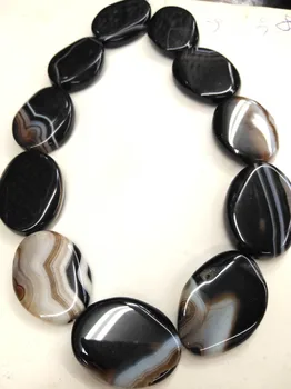

Large 30x22mm Natural Agate Pendant Set -oval egg onyx Black Veins Teardrop Pendant Freeform slab beads