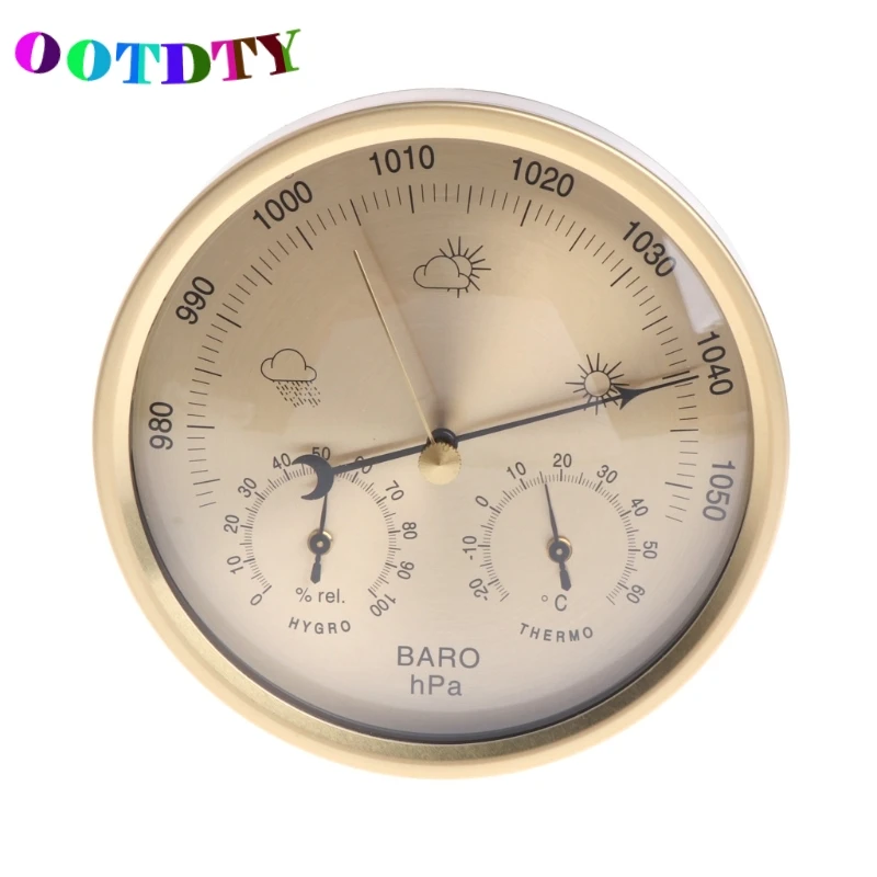

OOTDTY 5 Inches Barometer Thermometer Hygrometer Wall mounted Household Weather Station