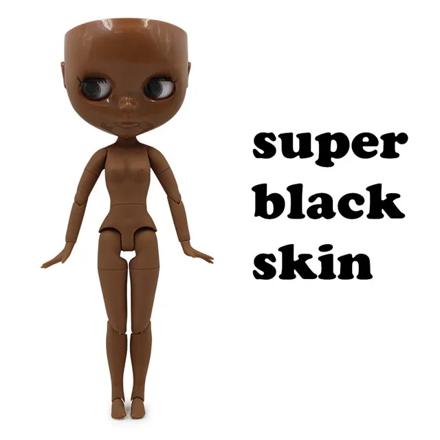 Фабрика blyth кукла шарнир тело bjd игрушка без головы купол голый кукла для DIY cutom кукла - Цвет: super black skin