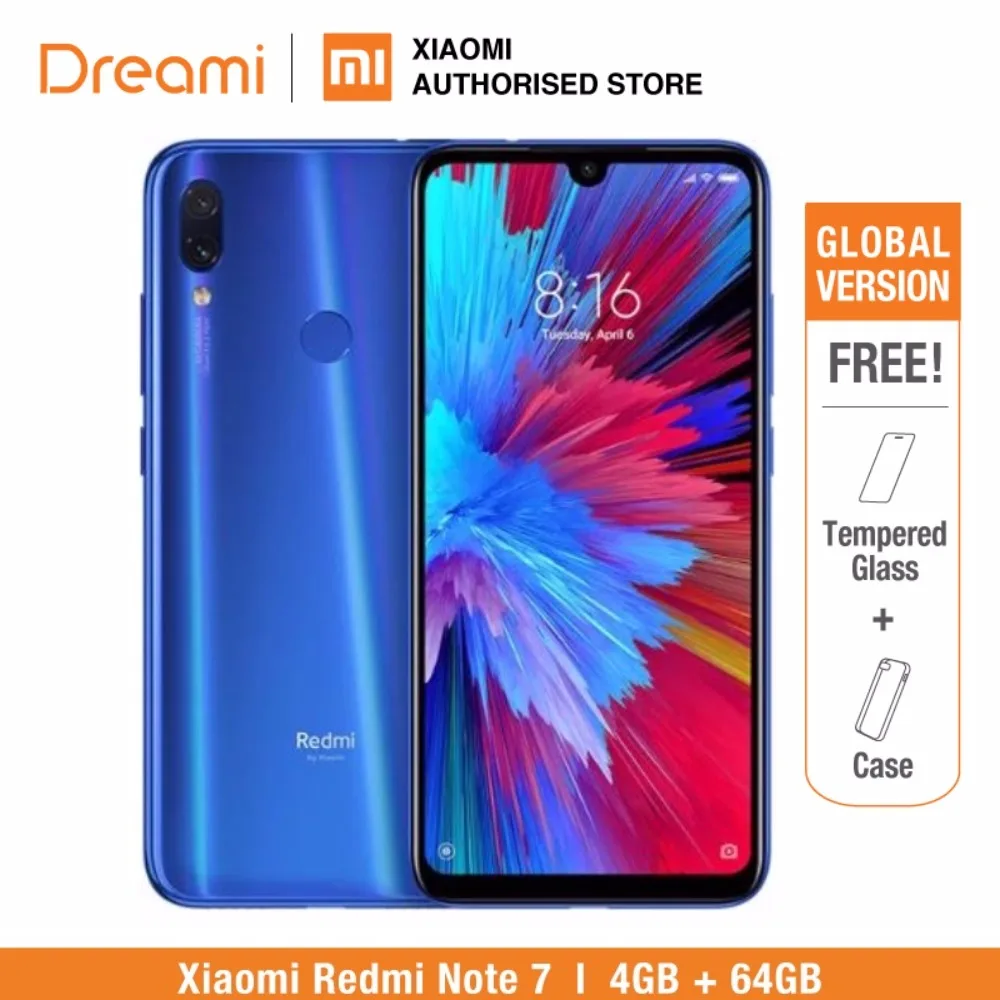 Blue 64GB Глобальная версия Redmi Note 7 64 Гб rom 4 Гб ram(абсолютно новая и герметичная коробка), note7 64 ГБ - Цвет: Blue 64GB