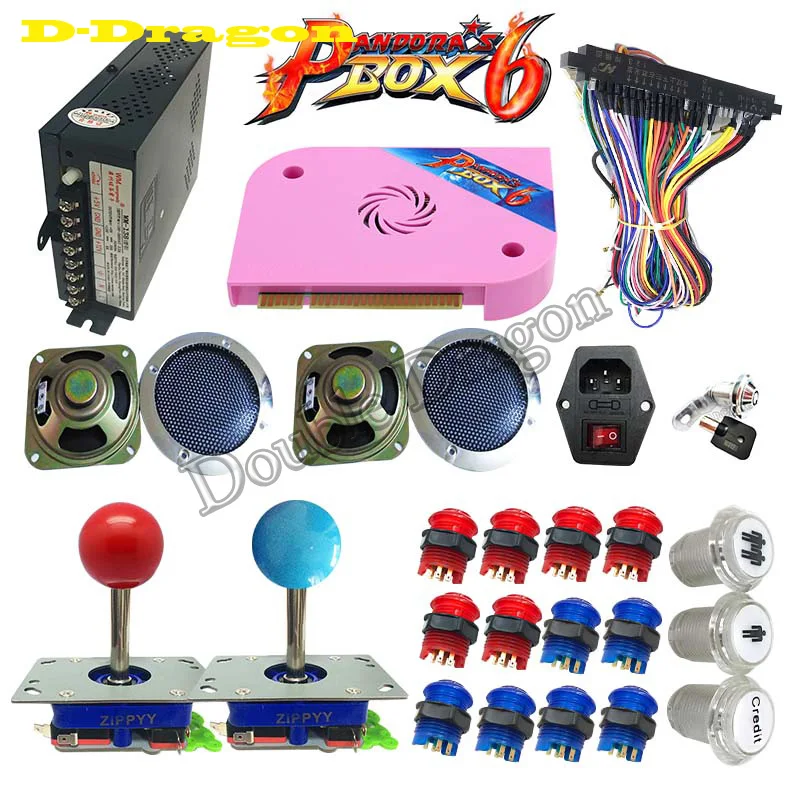 US $1.067.99 10sets DIY Arcade game Bundles Kits Pandora Box 6 1300 in 1 With Power Supply Jamma wiring Joystick illuminated Push Button