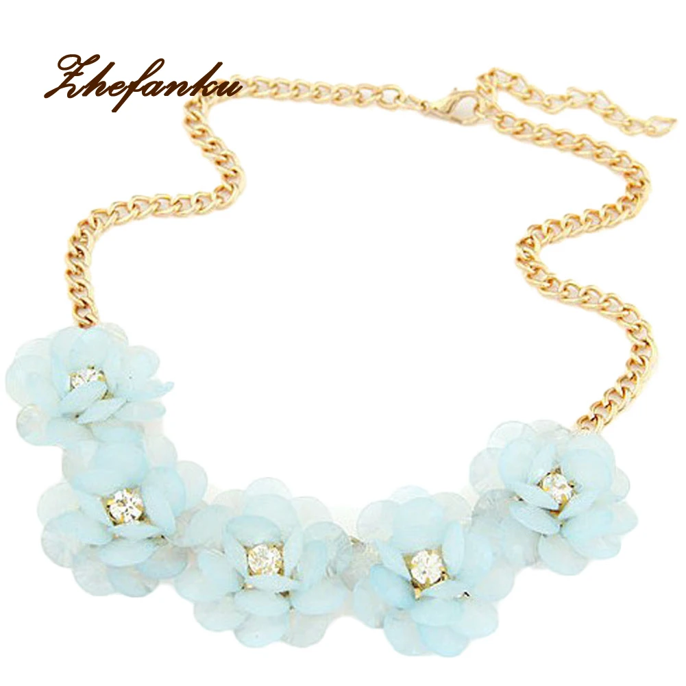 

Popular Accessories Necklace Romantic Fresh Colorful Short Fashion Women Jewelry Choker Necklaces Five Flower Necklace