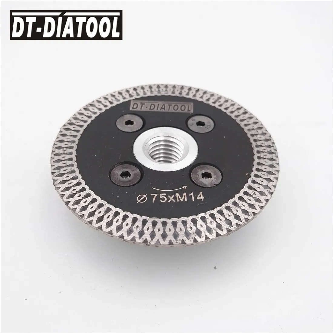 DT-DIATOOL 2pcs 75MM Mini Disc Mesh Turbo Rim Diamond Saw Blades with M14 Flange Cutting Discs Grinding Wheel for hard Stone