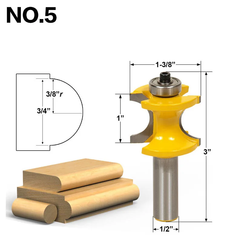 1-5 шт булносовая фреза Набор бит C3 Твердосплавный Наконечник 1/" хвостовик 12 мм хвостовик деревообрабатывающий резак-RCT17001 - Длина режущей кромки: NO5