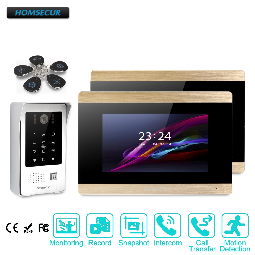 

HOMSECUR 7" Wired Video Door Phone Intercom System+Voice Message for Apartment BC091+BM715-G