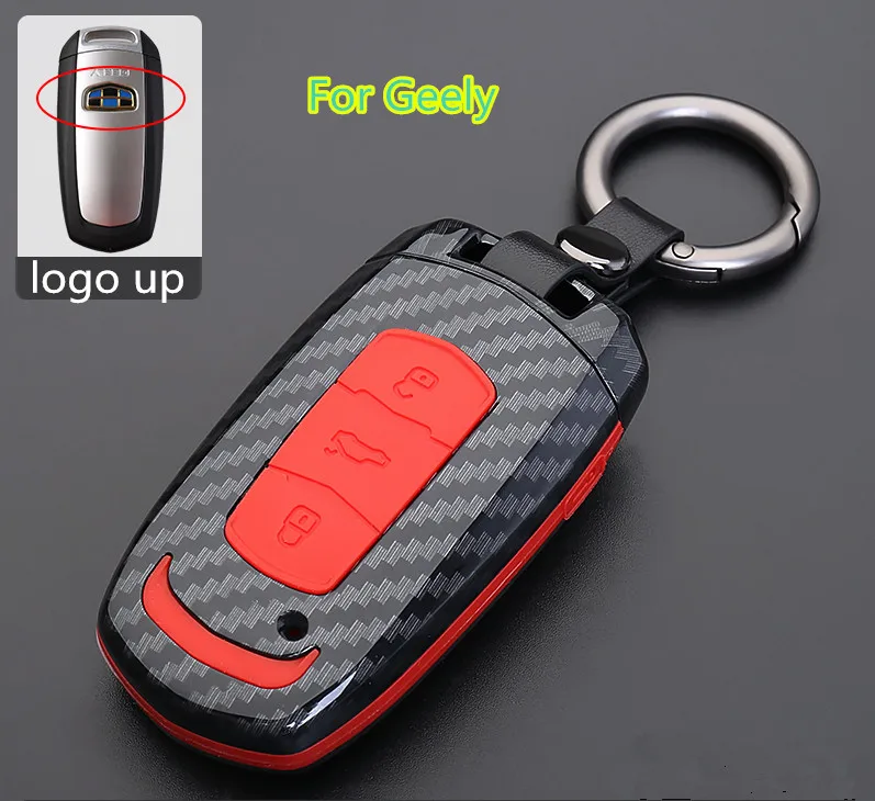 

Carbon Fiber Car Key Cover For Geely Atlas Boyue NL3 Emgrand X7 EmgrarandX7 EX7 SUV GT GC9 borui Car remote key case