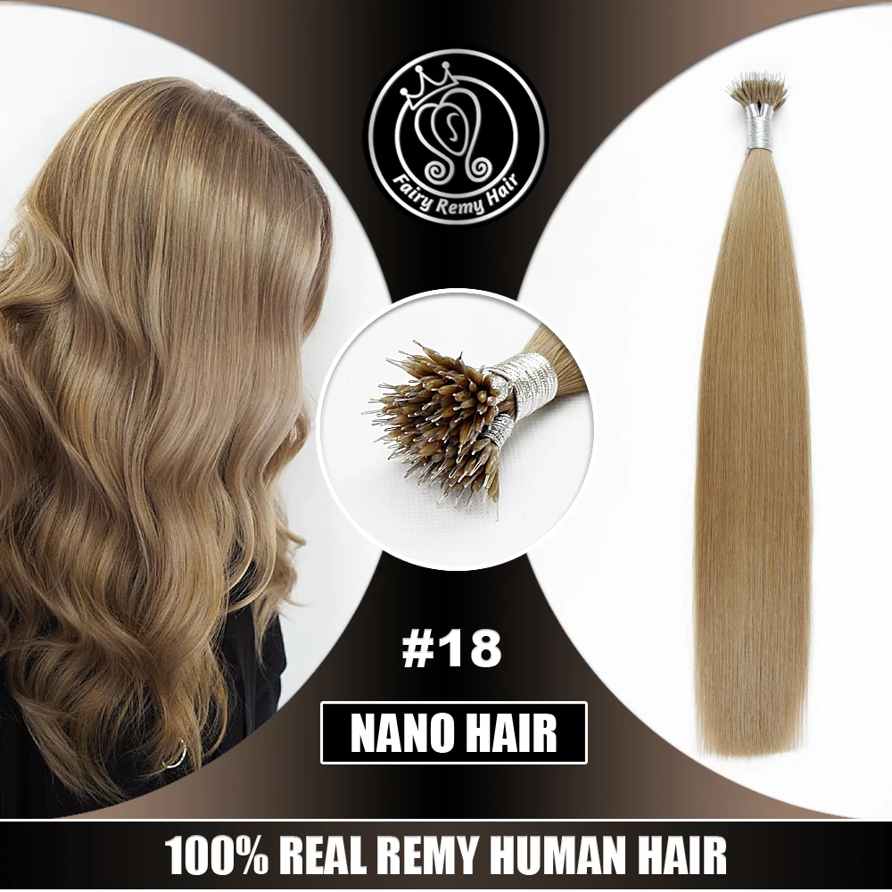 Нано-наращивание волос кератин микро бусины натуральные волосы с неповрежденной кутикулой на капсуле Темный пепел блонд #18 0,8 г/локон 40 г