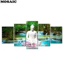 Мозаика 5D Сделай Сам, алмазная вышивка, алмаз, водопад Будда полный горный хрусталь на заказ алмазная живопись вышивка крестиком 5 шт