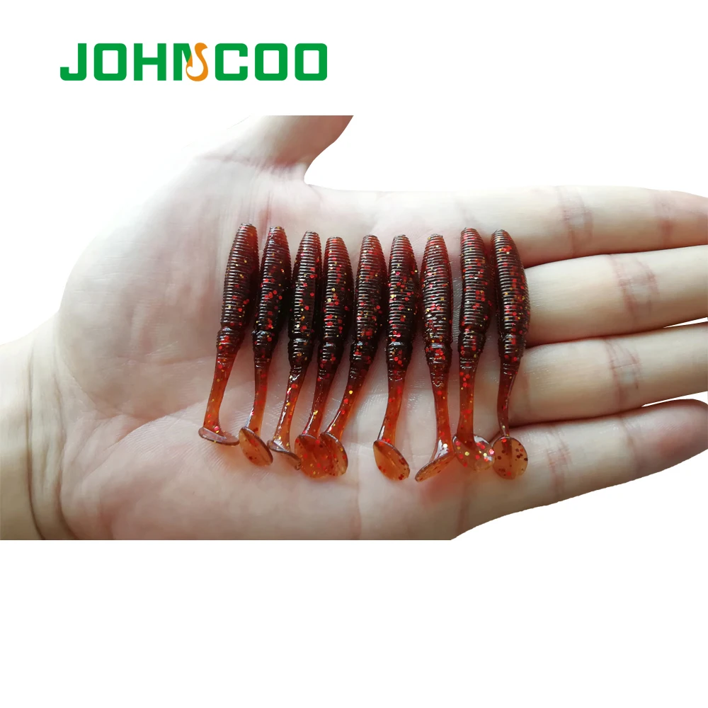 JOHNCOO 12pcs Trout Fishing Lure Soft Bait Shad Worm 50mm 1g Silicone Lures Perch bait Artificial Soft Lures Artificial Wobbles