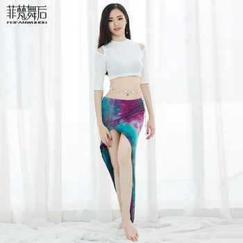 

Half Sleeve Cutout Top Irregular Placketing Long Skirt Women Sexy Belly Dance Clothes 2pcs set Bellydance costume gypsy FF8602