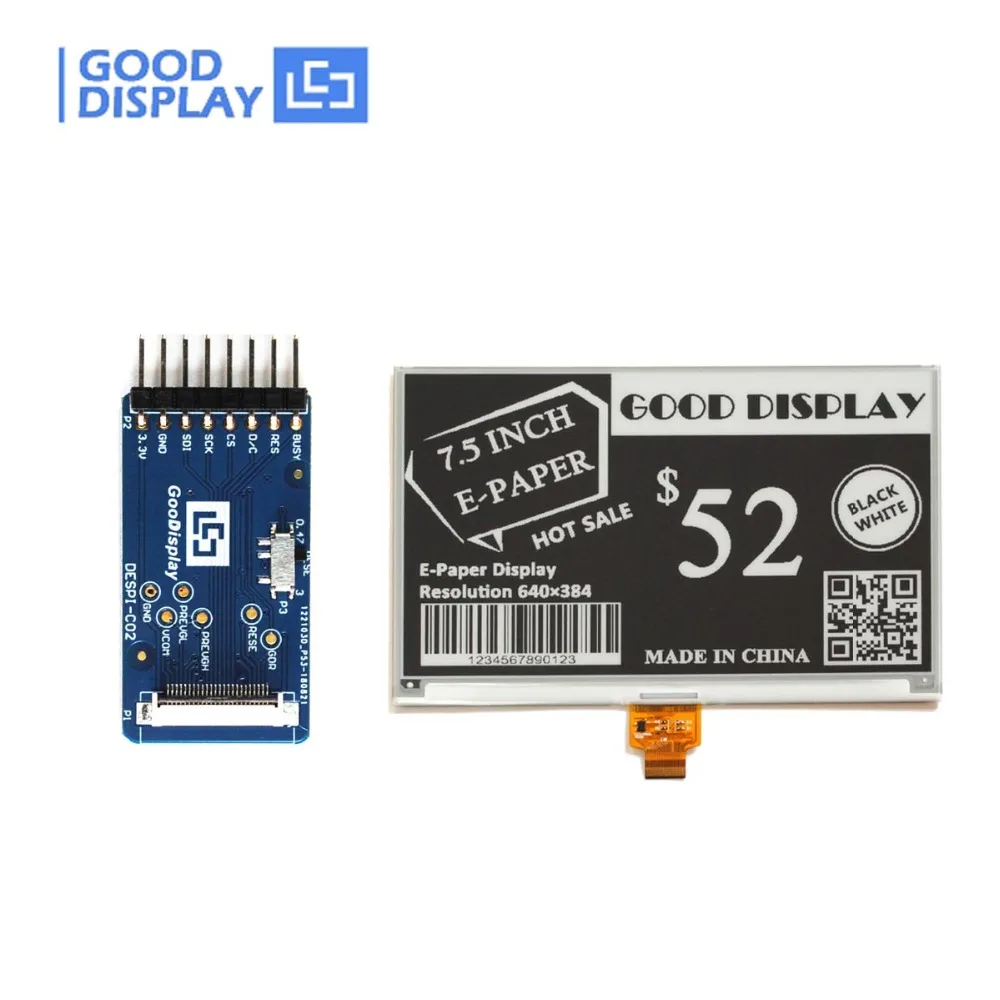 

7.5inch B/W e-paper display SPI interface eink