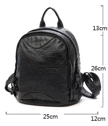 MJ Women Leather Backpack Soft PU Leather Travel Bag Solid Color Female Backpack Small Daypack School Bag for Teenage Girls (2)