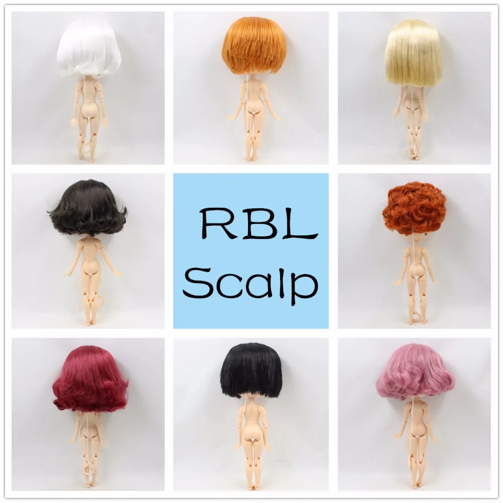 RBL Scalp 1/6 Blyth кукольные парики для мужчин и девочек, короткая серия волос, включая жесткий эндоконский купол коричневого цвета с челкой