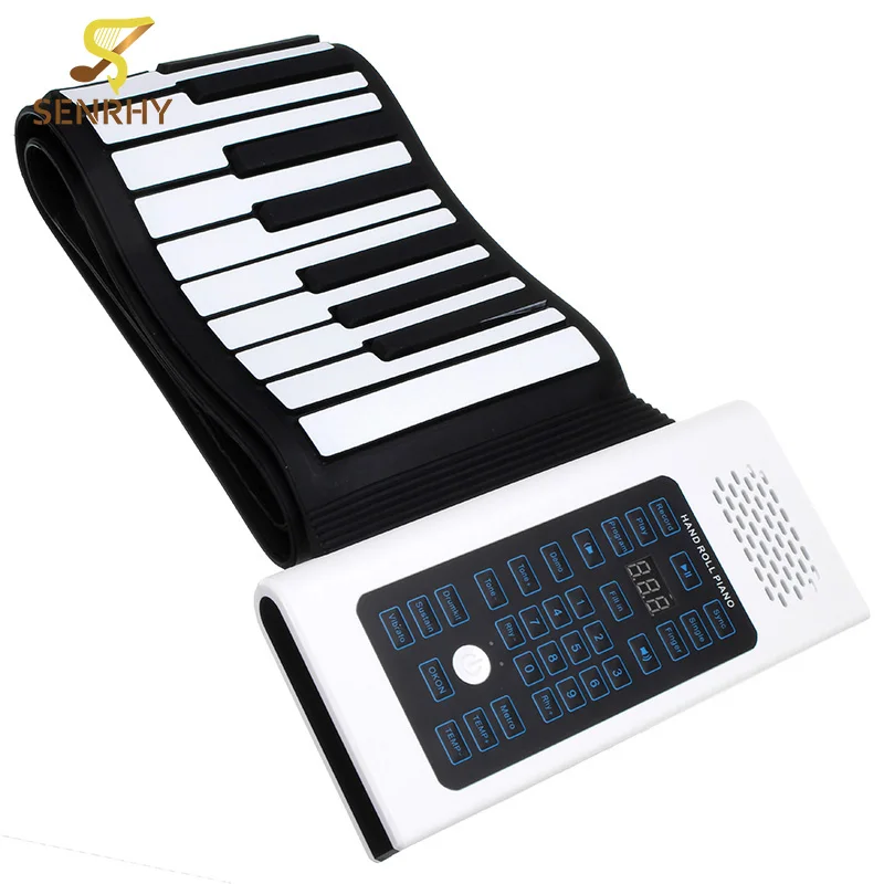 SENRHY 88 Keys Roll Up Piano Rechargeable Keyboard With Microphone Speaker for Musical Keyboard