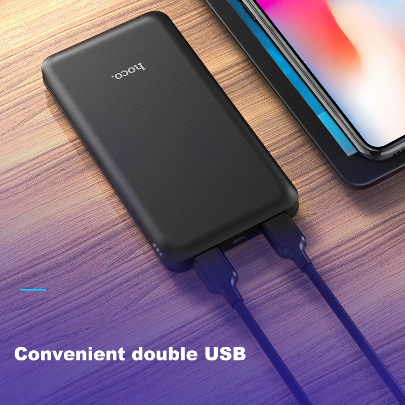 HOCO 10000mAh Dual USB Power Bank External Power Batteries Portable Phone Charger With LED Light for iPhone X Samsung 9 xiaomi