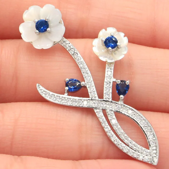 

Elegant Blood Ruby, White CZ Ladies Engagement 925 Silver Pendant Gift 25x10mm