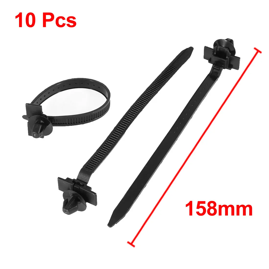 

UXCELL 158Mm Length Black Nylon Fixing Tape Clip Push Cable Tie Cord 10 Pcs