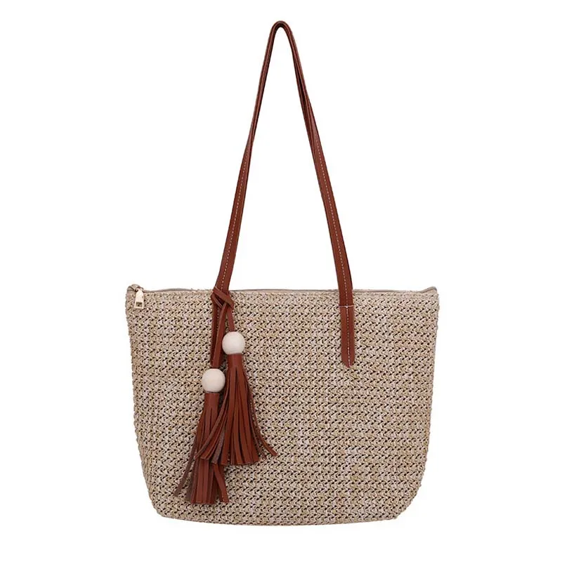 Femminile Delle Estate Nappa Bolsa Paglia Nuova Ss3233 Borsa Tessuto Del khaki deep light Donne Signora Modo Beige Spiaggia Spalla Popolare Brown Brown Grande Viaggio Di Sacchetto Della Ins 0vfqdvw