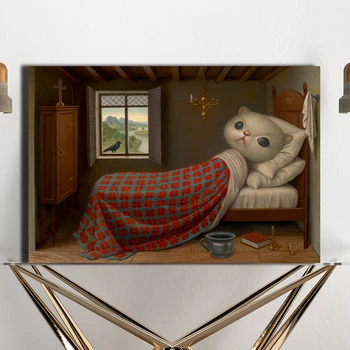 

The Cat Lady By Mark Ryden Wall Art Canvas Painting Poster Abstract Print Decorative Picture for Living Room Home Decoration