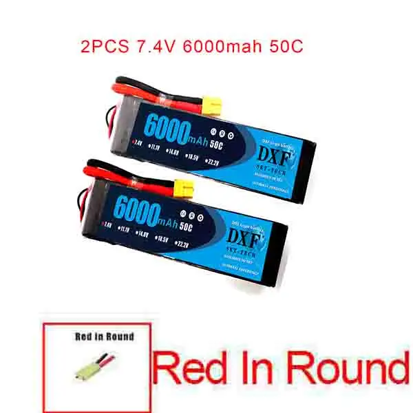 2 шт. DXF 2S 3S 4S 6S 7,4 V 11,1 V 14,8 V 22,2 V 6000mAh 50C Lipo батарея rex-450 вертолет с фиксированным крылом Квадрокоптер RC автомобиль Лодка - Цвет: 2S6000mah50C-Red