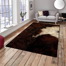 Else коричневый, белый, коровья кожа, Мех животных, 3d Рисунок, принт, не скользит, микрофибра, для гостиной, декоративный, современный, моющийся коврик
