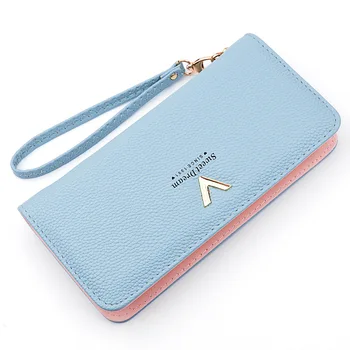 

Women Long Clutch Wallet Ladies Handbag Long Zipper Wallet Lychee Pattern Female Purse Lady Purses Phone Pocket Card