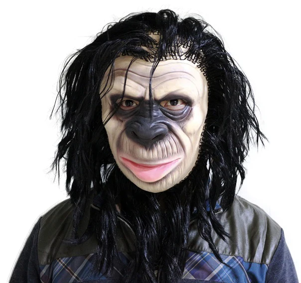 Маска Шимпанзе обезьяна шимпанзе животное полная маска над головой веселье Хэллоуин лицо пушистое