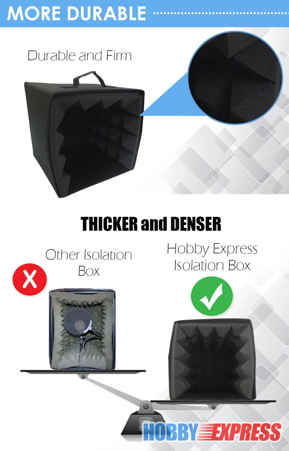  Arrowzoom Portable DIY Studio Soundproofing Recording Booth Microphone Isolation Pyramid Foam Box