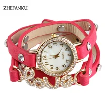 Brand New Watches Women Brand Gold Heart Luxury Leather Wristwatches Women Dress Bracelet Chain Bracelet Watch