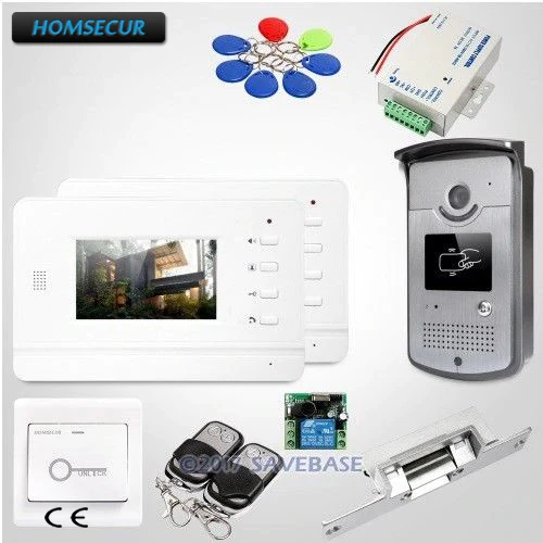 

HOMSECUR 4.3" Hands-free Video Door Entry Phone Call System with Keyfobs Unlocking Camera XM402+XC001