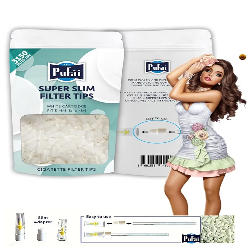 

Pufai Filter Tips White Cartridge Adapter to Convert 6 mm Slim to 5 mm Super Slim 3150 Per Pack