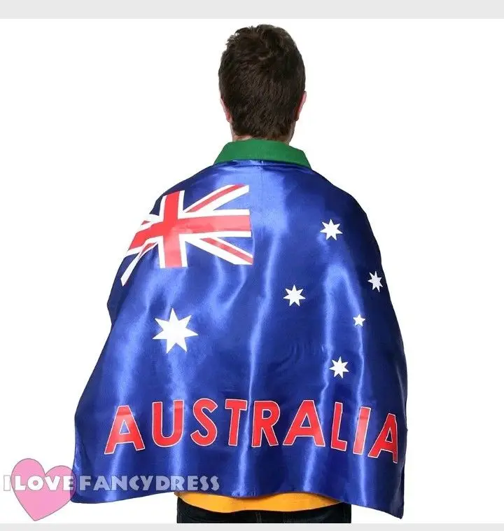 Kangaroo ADULTS KANGAROO COSTUME AUSTRALIAN FLAG CAPE AUSTRALIA DAY RUGBY FANCY DRESS 5060398482371 