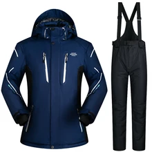 Мужская лыжная куртка и брюки, уличная спортивная одежда, водонепроницаемый супер теплый зимний костюм для сноуборда, утолщенная Лыжная одежда для беговых лыж, бренд