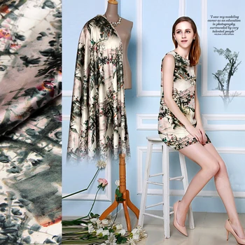 

CNUM SP735 Pure Silk/ Wintersweet /Silk Fabric 93% Silk 7% Spandex Elastic/ Width 1.29yd Thickness 19mm/ Unit: Meter