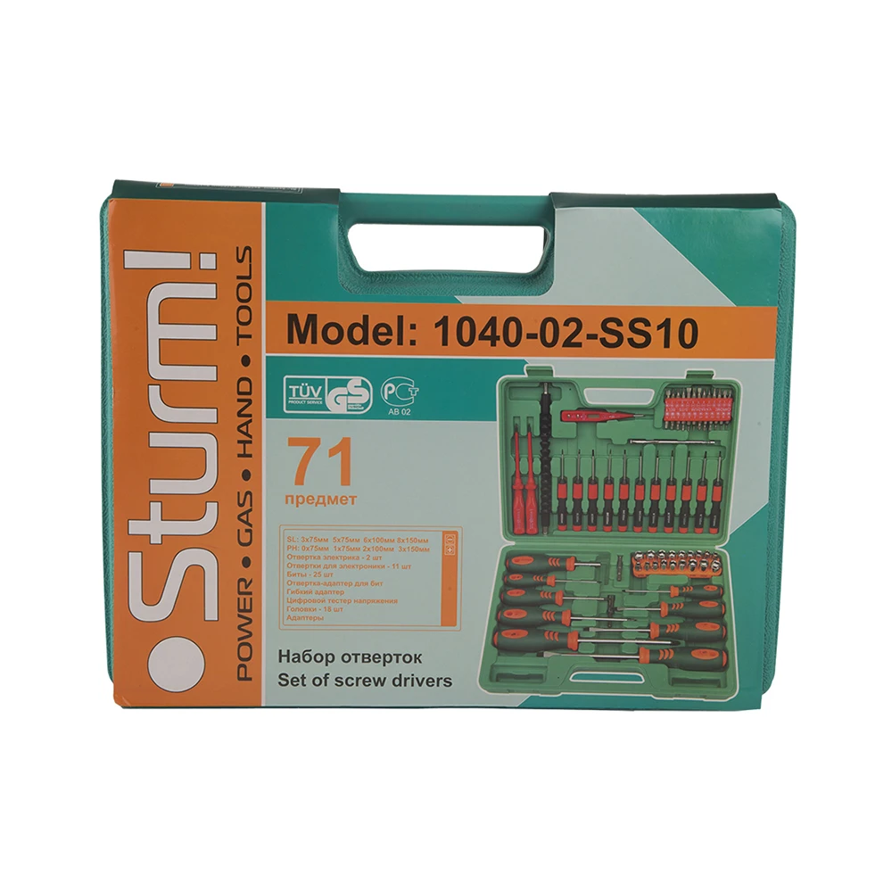 Набор отвёрток Sturm! 1040-02-SS10 (71 предмет, отвертки, биты, торцевые головки, адаптеры, тестер напряжения)